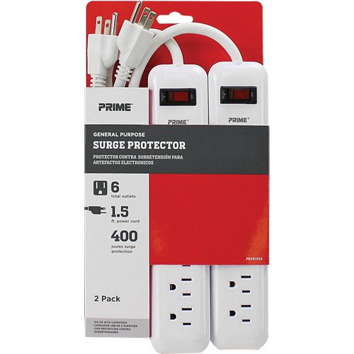 Surge Protector 2-Pack, 6 Outlets, 400 J, 1875 W, 1.5' Cord Infinity Industrial Services Inc.