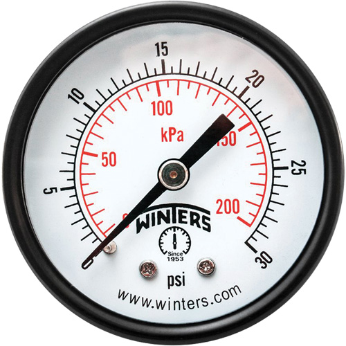 Economy Pressure Gauge, 2" , 0 - 30 psi, Back Mount, Analogue Infinity Industrial Services Inc.