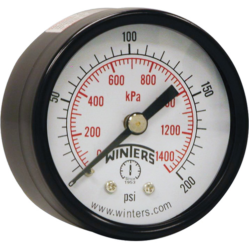 Economy Pressure Gauge, 2" , 0 - 200 psi, Back Mount, Analogue Infinity Industrial Services Inc.
