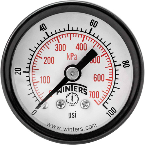 Economy Pressure Gauge, 1-1/2" , 0 - 100 psi, Back Mount, Analogue Infinity Industrial Services Inc.