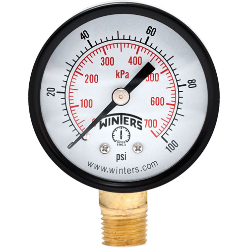 Economy Pressure Gauge, 2" , 0 - 100 psi, Bottom Mount, Analogue Infinity Industrial Services Inc.