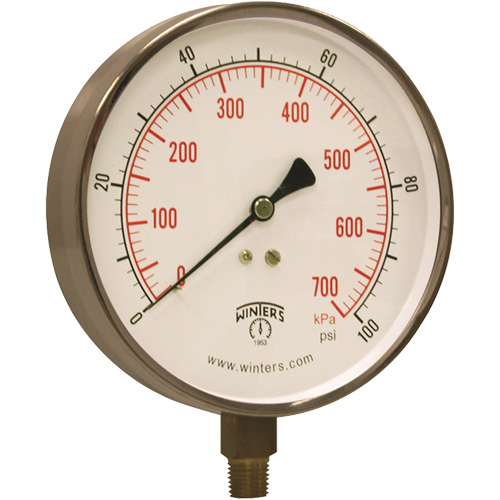 Contractor Pressure Gauge, 4-1/2" , 0 - 100 psi, Bottom Mount, Analogue Infinity Industrial Services Inc.