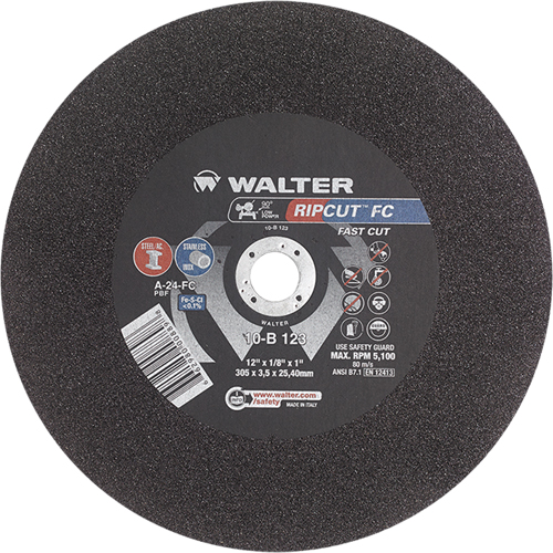Ripcut Stainless Steel & Steel Cut-Off Wheel for Stationary Saws, 18" x 3/16", 1" Arbor, Type 1, Aluminum Oxide, 3400 RPM Infinity Industrial Services Inc.