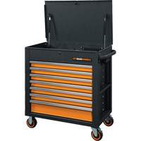 GSX Series Rolling Tool Cart with Tilt Top, 7 Drawers, 35" L x 20" W x 39" H, Black/Orange Infinity Industrial Services Inc.