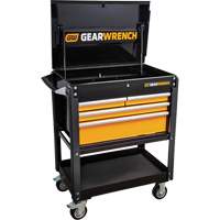 Utility Cart, 4 Drawers, 33" L x 21" W x 42" H, Black/Orange Infinity Industrial Services Inc.
