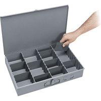 Adjustable Compartment Boxes, Steel, Variable Slots, 18" W x 12" D x 3" H, Grey Infinity Industrial Services Inc.