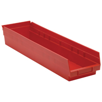 Shelf Bins, 6-5/8" W x 4" H x 23-5/8" D, Red, 50 lbs. Capacity Infinity Industrial Services Inc.