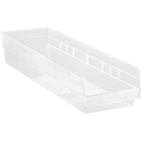 Bacs de rangement pour tablettes, 6-5/8" la x 4" H x 23-5/8" p, Transparent, Capacit&eacute; 50 lb Infinity Industrial Services Inc.