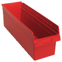 Store-Max Shelf Bins, 8-3/8" W x 8" H x 23-5/8" D, Red, 68 lbs. Capacity Infinity Industrial Services Inc.