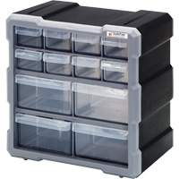 Drawer Cabinet, Plastic, 12 Drawers, 10-1/2" x 6-1/4" x 10-1/4", Black Infinity Industrial Services Inc.