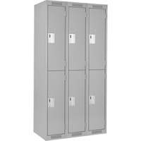 Clean Line Lockers, 2 -tier, Bank of 3, 36" x 18" x 72", Steel, Grey, Rivet (Assembled) Infinity Industrial Services Inc.
