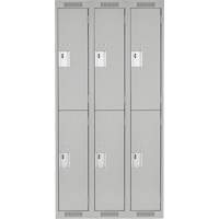 Clean Line Lockers, 2 -tier, Bank of 3, 36" x 18" x 72", Steel, Grey, Rivet (Assembled) Infinity Industrial Services Inc.
