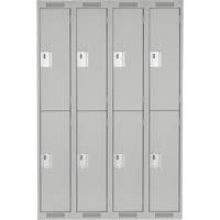 Clean Line Lockers, 2 -tier, Bank of 4, 48" x 18" x 72", Steel, Grey, Rivet (Assembled) Infinity Industrial Services Inc.