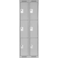 Clean Line Lockers, 3 -tier, Bank of 2, 24" x 18" x 72", Steel, Grey, Rivet (Assembled) Infinity Industrial Services Inc.
