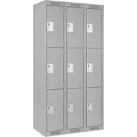 Clean Line Lockers, 3 -tier, Bank of 3, 36" x 18" x 72", Steel, Grey, Rivet (Assembled) Infinity Industrial Services Inc.