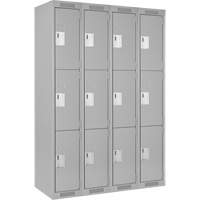 Clean Line Lockers, 3 -tier, Bank of 4, 48" x 18" x 72", Steel, Grey, Rivet (Assembled) Infinity Industrial Services Inc.