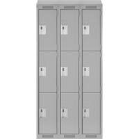 Clean Line Lockers, 3 -tier, Bank of 3, 36" x 18" x 78", Steel, Grey, Rivet (Assembled) Infinity Industrial Services Inc.