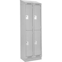 Clean Line Lockers, 2 -tier, Bank of 2, 24" x 18" x 82", Steel, Grey, Rivet (Assembled) Infinity Industrial Services Inc.