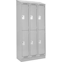 Clean Line Lockers, 2 -tier, Bank of 3, 36" x 18" x 82", Steel, Grey, Rivet (Assembled) Infinity Industrial Services Inc.