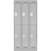 Clean Line Lockers, 2 -tier, Bank of 3, 36" x 18" x 82", Steel, Grey, Rivet (Assembled) Infinity Industrial Services Inc.