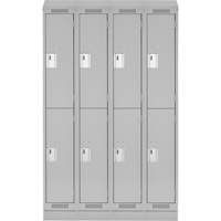 Clean Line Lockers, 2 -tier, Bank of 4, 48" x 18" x 82", Steel, Grey, Rivet (Assembled) Infinity Industrial Services Inc.