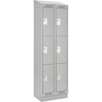 Clean Line Lockers, 3 -tier, Bank of 2, 24" x 18" x 82", Steel, Grey, Rivet (Assembled) Infinity Industrial Services Inc.