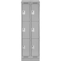 Clean Line Lockers, 3 -tier, Bank of 2, 24" x 18" x 82", Steel, Grey, Rivet (Assembled) Infinity Industrial Services Inc.