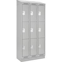 Clean Line Lockers, 3 -tier, Bank of 3, 36" x 18" x 82", Steel, Grey, Rivet (Assembled) Infinity Industrial Services Inc.