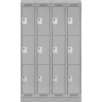 Clean Line Lockers, 3 -tier, Bank of 4, 48" x 18" x 82", Steel, Grey, Rivet (Assembled) Infinity Industrial Services Inc.