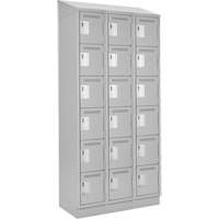 Clean Line Lockerette, 6 -tier, Bank of 3, 36" x 18" x 82", Steel, Grey, Rivet (Assembled) Infinity Industrial Services Inc.
