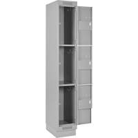Clean Line Lockers, 3 -tier, Bank of 4, 48" x 18" x 76", Steel, Grey, Rivet (Assembled) Infinity Industrial Services Inc.
