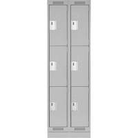 Clean Line Lockers, 3 -tier, Bank of 2, 24" x 18" x 76", Steel, Grey, Rivet (Assembled) Infinity Industrial Services Inc.