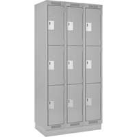 Clean Line Lockers, 3 -tier, Bank of 3, 36" x 18" x 76", Steel, Grey, Rivet (Assembled) Infinity Industrial Services Inc.