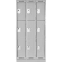 Clean Line Lockers, 3 -tier, Bank of 3, 36" x 18" x 76", Steel, Grey, Rivet (Assembled) Infinity Industrial Services Inc.