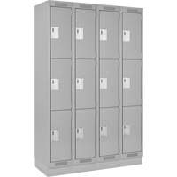 Clean Line Lockers, 3 -tier, Bank of 4, 48" x 18" x 76", Steel, Grey, Rivet (Assembled) Infinity Industrial Services Inc.