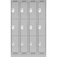 Clean Line Lockers, 3 -tier, Bank of 4, 48" x 18" x 76", Steel, Grey, Rivet (Assembled) Infinity Industrial Services Inc.