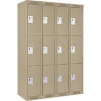Clean Line Lockers, 3 -tier, Bank of 4, 48" x 18" x 72", Steel, Beige, Rivet (Assembled) Infinity Industrial Services Inc.