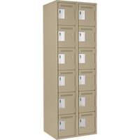 Clean Line Lockerette, 6 -tier, Bank of 2, 24" x 18" x 72", Steel, Beige, Rivet (Assembled) Infinity Industrial Services Inc.