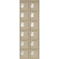 Clean Line Lockerette, 6 -tier, Bank of 2, 24" x 18" x 72", Steel, Beige, Rivet (Assembled) Infinity Industrial Services Inc.