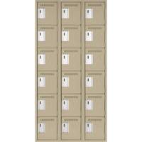 Clean Line Lockerette, 6 -tier, Bank of 3, 36" x 18" x 72", Steel, Beige, Rivet (Assembled) Infinity Industrial Services Inc.