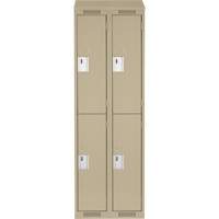 Clean Line Lockers, 2 -tier, Bank of 2, 24" x 18" x 78", Steel, Beige, Rivet (Assembled) Infinity Industrial Services Inc.