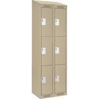 Clean Line Lockers, 3 -tier, Bank of 2, 24" x 18" x 78", Steel, Beige, Rivet (Assembled) Infinity Industrial Services Inc.