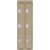 Clean Line Lockers, 3 -tier, Bank of 2, 24" x 18" x 78", Steel, Beige, Rivet (Assembled) Infinity Industrial Services Inc.