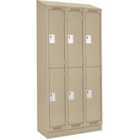 Clean Line Lockers, 2 -tier, Bank of 3, 36" x 18" x 82", Steel, Beige, Rivet (Assembled) Infinity Industrial Services Inc.