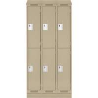 Clean Line Lockers, 2 -tier, Bank of 3, 36" x 18" x 82", Steel, Beige, Rivet (Assembled) Infinity Industrial Services Inc.