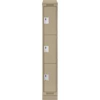 Clean Line Lockers, 3 -tier, 12" x 18" x 82", Steel, Beige, Rivet (Assembled) Infinity Industrial Services Inc.