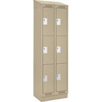 Clean Line Lockers, 3 -tier, Bank of 2, 24" x 18" x 82", Steel, Beige, Rivet (Assembled) Infinity Industrial Services Inc.