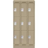 Clean Line Lockers, 3 -tier, Bank of 3, 36" x 18" x 82", Steel, Beige, Rivet (Assembled) Infinity Industrial Services Inc.