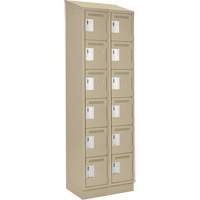 Clean Line Lockerette , 6 -tier, Bank of 2, 24" x 18" x 82", Steel, Beige, Rivet (Assembled) Infinity Industrial Services Inc.