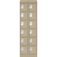 Clean Line Lockerette , 6 -tier, Bank of 2, 24" x 18" x 82", Steel, Beige, Rivet (Assembled) Infinity Industrial Services Inc.